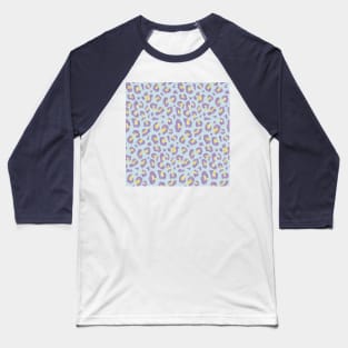 Light Blue Geometric Leopard Print Baseball T-Shirt